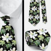 Elegante Schwarz-weiße Wildblumen Neck Tie Krawatte