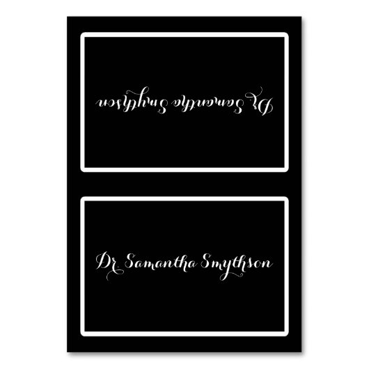 Elegante, schwarz-weiße, zarte Schreibweise Tischnummer (Vorderseite)