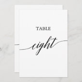 Elegante Schwarze 12x18 druckbare Tischnummer Acht (Vorne/Hinten)