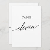 Elegante Schwarze 12x18 druckbare Tischnummer Elev (Vorne/Hinten)