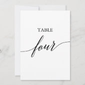 Elegante Schwarze 12x18 druckbare Tischnummer Vier (Rückseite)