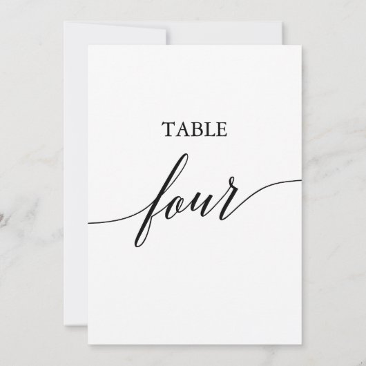 Elegante Schwarze 12x18 druckbare Tischnummer Vier (Rückseite)