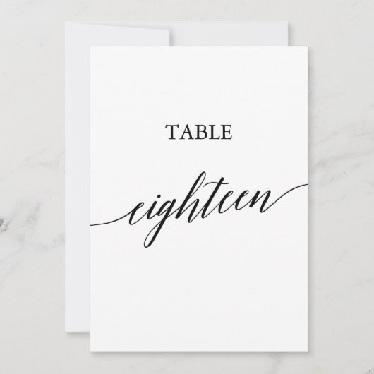 Elegante Schwarze 12x18 Printable Tischnummer Acht (Vorderseite)