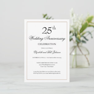 Elegante schwarze 25. Hochzeitstag-Einladung Einladung