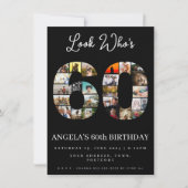 elegante schwarze 60. Geburtstagskollektion Einladung (Vorderseite)