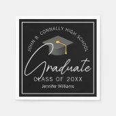 Elegante schwarze Abschlussfeier - individuelle Gr Serviette (Vorderseite)