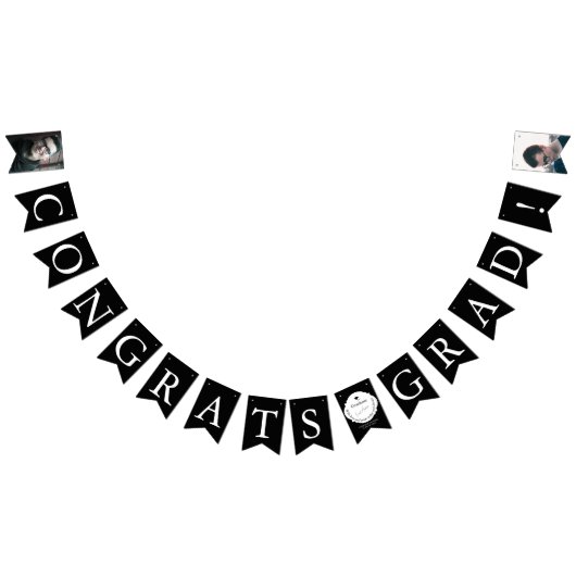 Elegante schwarze Abschlussfeier Wimpelkette (Alle)