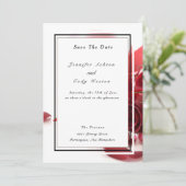 Elegante Schwarze Akzente mit Rote Rosen Hochzeit Save The Date (Stehend Vorderseite)