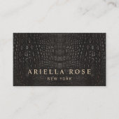Elegante Schwarze Alligatorin Lux Beruflich Visitenkarte (Vorderseite)