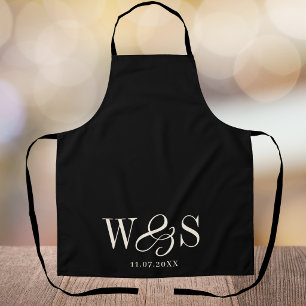 Elegante schwarze anfängliche Brautpaare Schürze