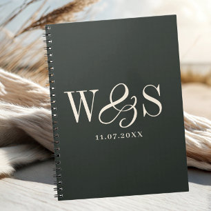 Elegante schwarze Anfangsbuchstaben Hochzeitspaare Notizblock