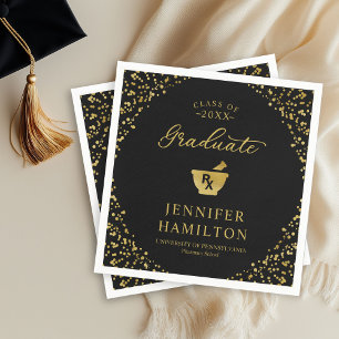 Elegante schwarze Apothekenschule Abschlussfeier i Serviette