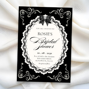 Elegante schwarze Babyparty Einladung