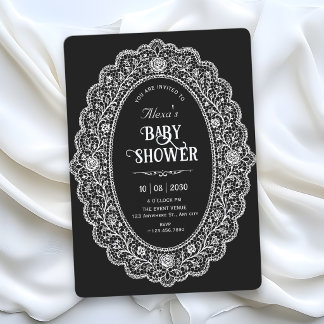Elegante schwarze Babyparty Einladung