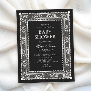 Elegante schwarze Babyparty Einladung