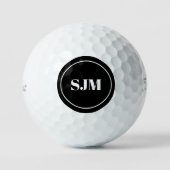 Elegante schwarze, benutzerdefinierte Monogramm-In Golfball (Vorderseite)