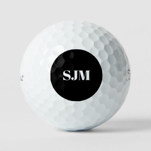 Elegante schwarze, benutzerdefinierte Monogramm-In Golfball (Vorderseite)