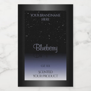 Elegante schwarze blaue Farbverlauf-Produktetikett Lebensmitteletikett