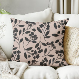 Elegante Schwarze Blume auf Dusty Pink Kissen