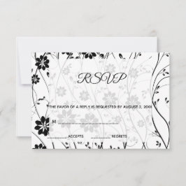 Elegante Schwarze Blume RSVP Karte