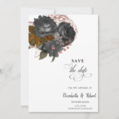 Elegante Schwarze Blume Save the Date (Vorderseite)