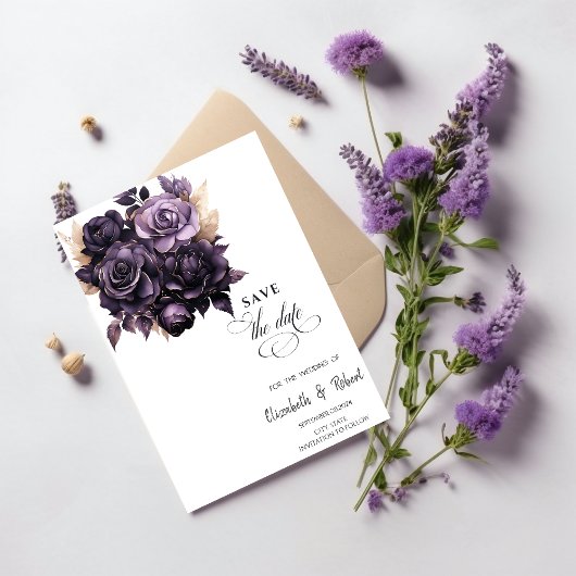 Elegante Schwarze Blume Save the Date