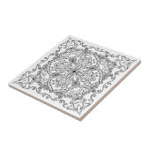 Elegante Schwarze Blume Schmetterling Dekorativ Fliese (Seite)