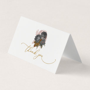 Elegante schwarze Blumen Dankeskarten Visitenkarten