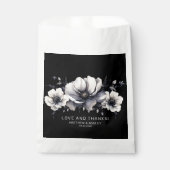 Elegante schwarze Blumen-Hochzeit-Dankeschön Geschenktütchen (Vorderseite)