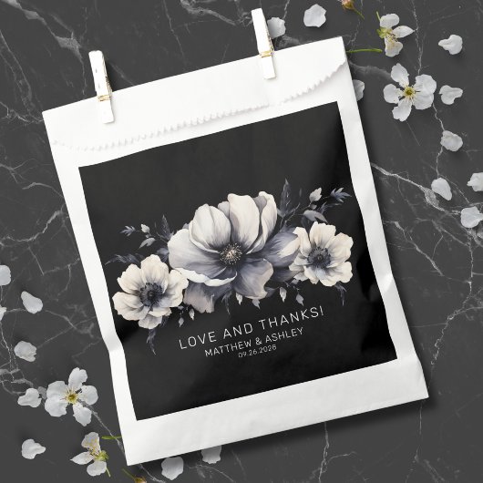 Elegante schwarze Blumen-Hochzeit-Dankeschön Geschenktütchen