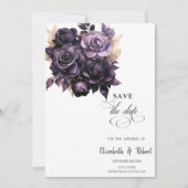 Elegante schwarze Blumen Save The Date (Vorderseite)