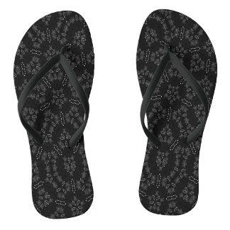 Elegante schwarze Blumen-Spitzenmuster-Sommer-Flip Badesandalen