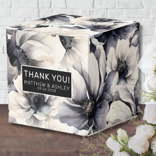 Elegante schwarze Blumenhochzeit Geschenkschachtel