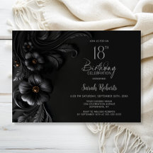 Elegante schwarze Blumenparty zum 18. Geburtstag