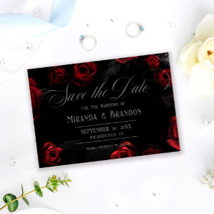 Elegante Schwarze Blüte Save the Date Einladung