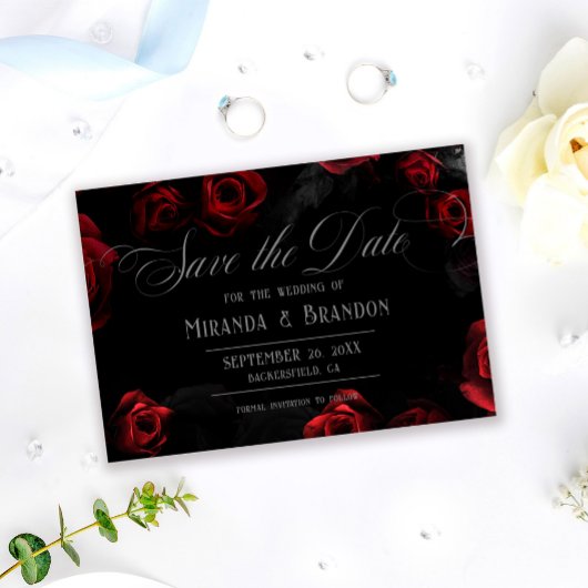 Elegante Schwarze Blüte Save the Date Einladung