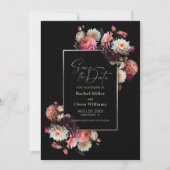 Elegante Schwarze Blütenhochzeit Sichern Sie das D Save The Date (Vorderseite)