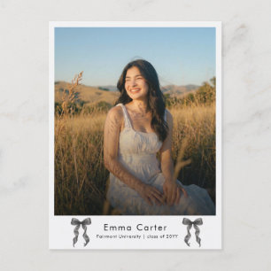 Elegante schwarze Bogen-Foto-Abschluss-Einladung Postkarte