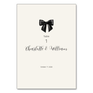 Elegante schwarze Bogen-Hochzeitstisch-Nummernkart Tischnummer
