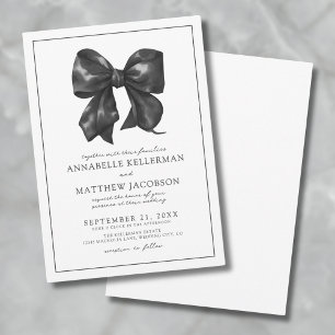 Elegante schwarze Bogenhochzeit Einladung