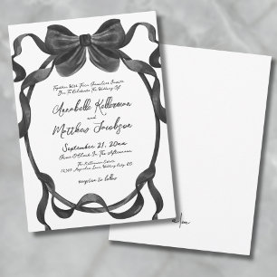 Elegante schwarze Bogenhochzeit Einladung