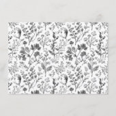 Elegante schwarze botanische Blumenmuster Begleitkarte (Rückseite)