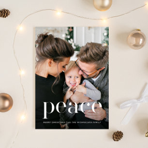 Elegante schwarze botanische Foto-Weihnachtskarte Einladung