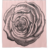 Elegante schwarze botanische Rose erröten an Duschvorhang (Vorderseite)