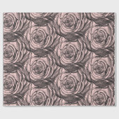 Elegante Schwarze botanische Rose in Rosa Geschenkpapier (Flach)
