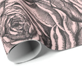 Elegante Schwarze botanische Rose in Rosa Geschenkpapier (Rolleneckpunkt)