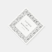 Elegante schwarze botanische Umrandung Serviette (Ecke)