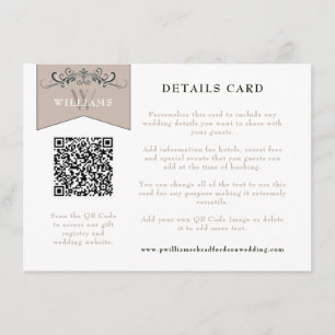 Elegante schwarze braune QR-Code-Hochzeitseinlage Begleitkarte