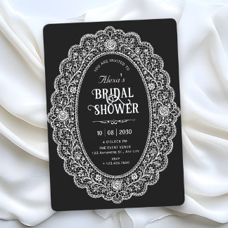Elegante schwarze Brautparty Einladung