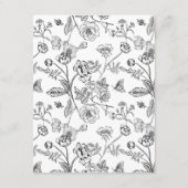 Elegante Schwarze Chinoiserie Blumenzettel Begleitkarte (Rückseite)